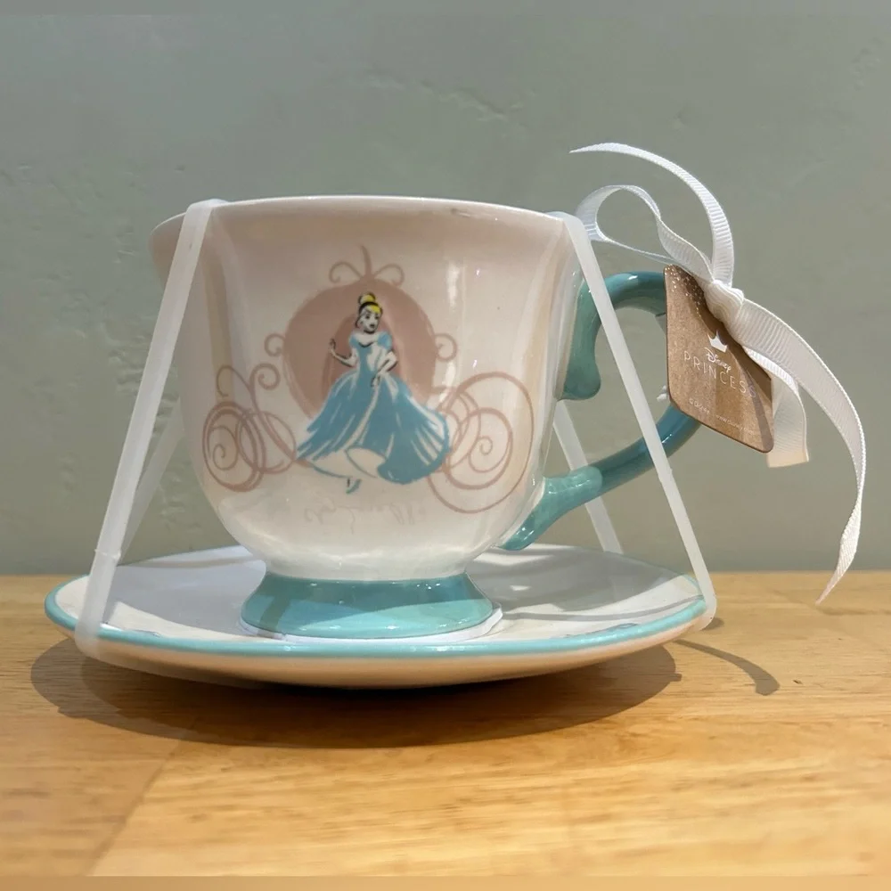 Rae Dunn Disney Princess Collection Cinderella Ceramic Mug And Saucer - Picture 5 of 8